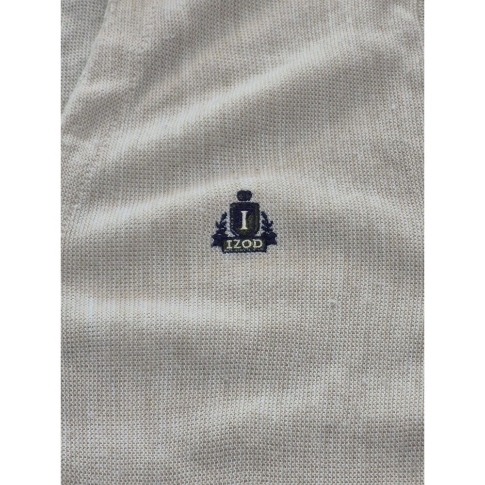 Vintage Izod Cardigan Men L Cream Sweater 80s Old Money Tennis Preppy - Picture 2 of 7